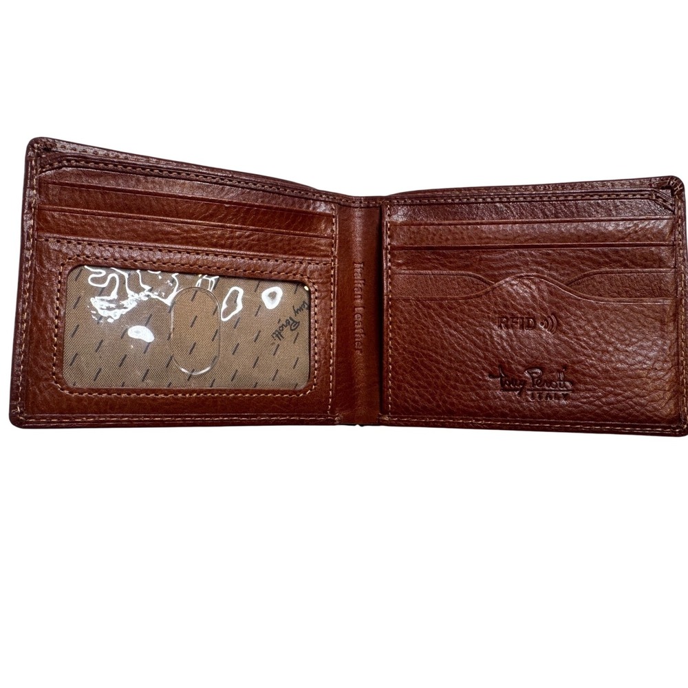 Tony Perotti Brown Italian Leather RFID Bifold Wallet Mens